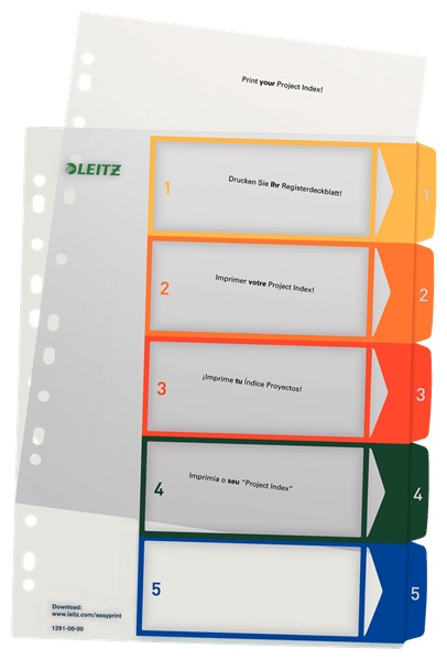 Leitz Register 1291 | DIN A4 | 1-5 · 5-teilig | Mehrfarbig