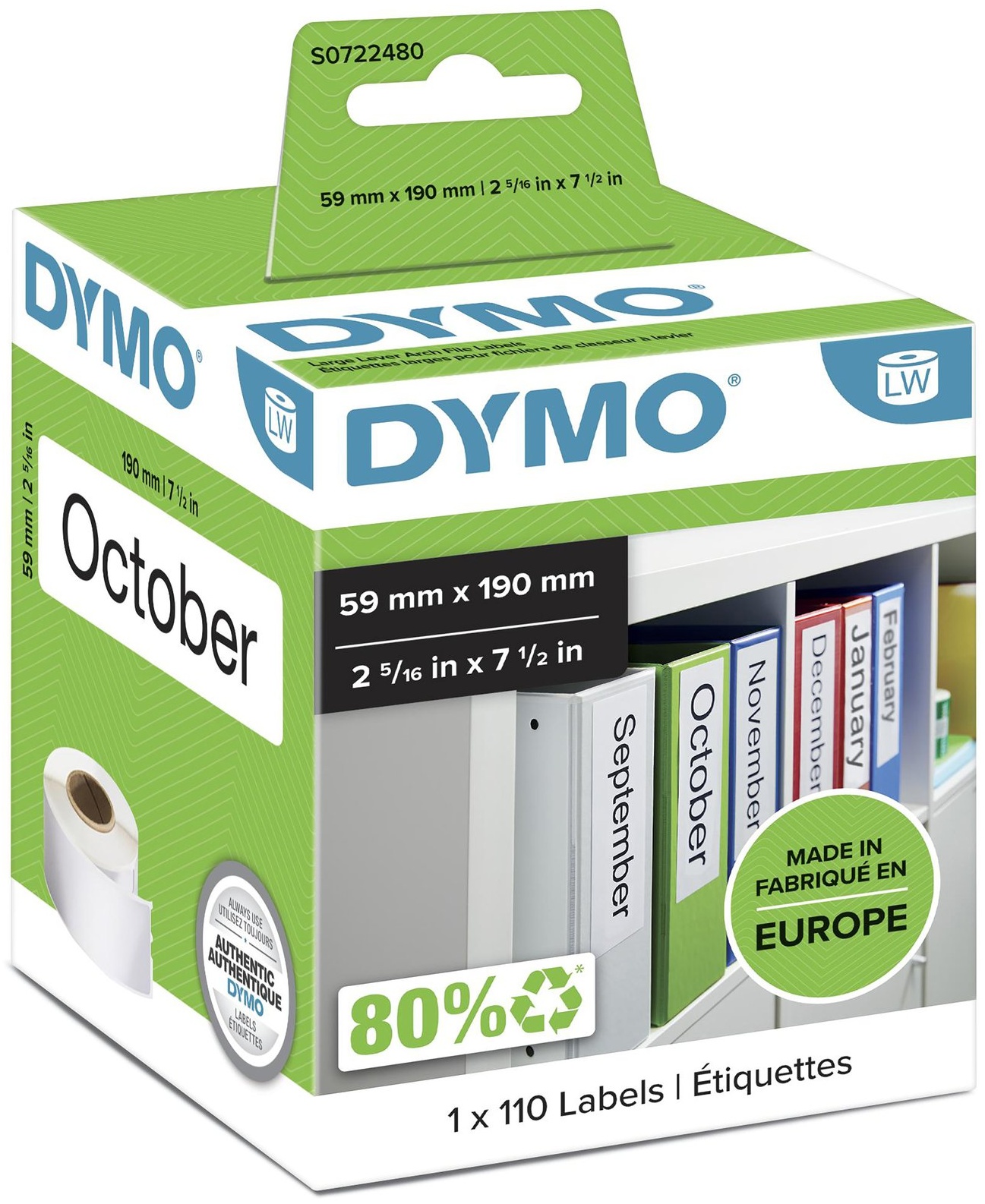 Dymo Etikettenrolle S0722480 | 59x190 mm | Weiß
