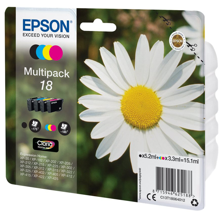 Original Epson 18 | C13T18064012 Tinte Spar Set ( 02.2026 )