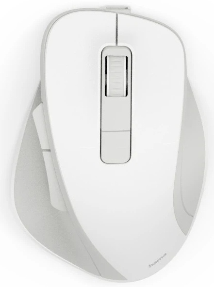 Hama WM-500 Ergonomische Maus | Funk (2,4 GHz) | Akku | 6 Tasten | 1600 dpi | Rechtshänder | Weiß