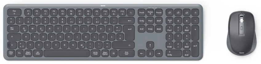 Hama WKM-550 Tastatur-Maus-Set | Funk + Bluetooth | QWERTZ (DE) | mit Ziffernblock | 2× AAA-Batterie | Schwarz