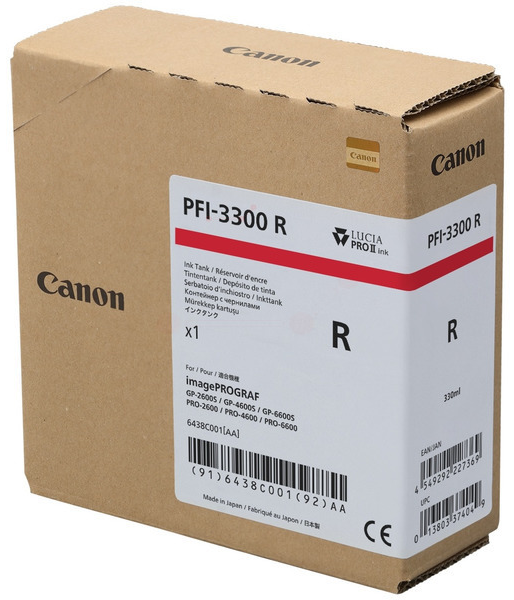 Original Canon PFI3300 R | 6438C001 Tintenpatrone Rot XL