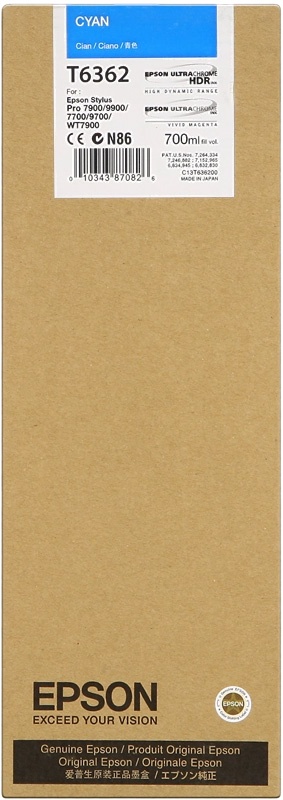 Original Epson T6362 | C13T636200 | Cyan Tintenpatrone ( 12.2026 )