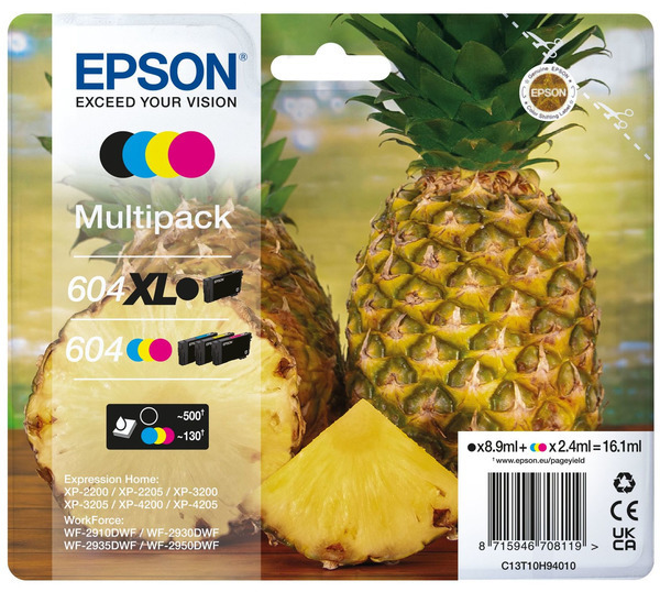 EPSON 604/604XL T10H94  schwarz, cyan, magenta, gelb Druckerpatronen, 4er-Set