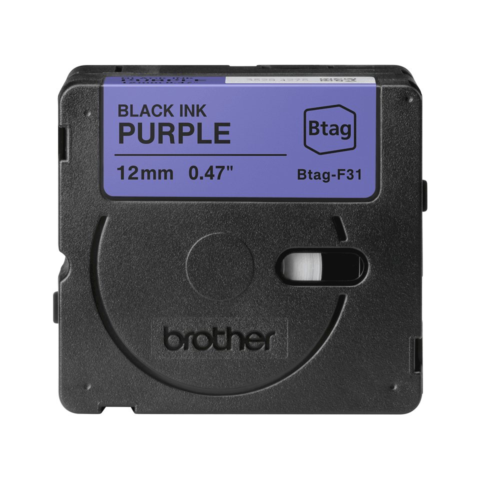 Brother Schriftband Btag BTAGF31 | 12 mm | Schwarz auf Lila | 4 m