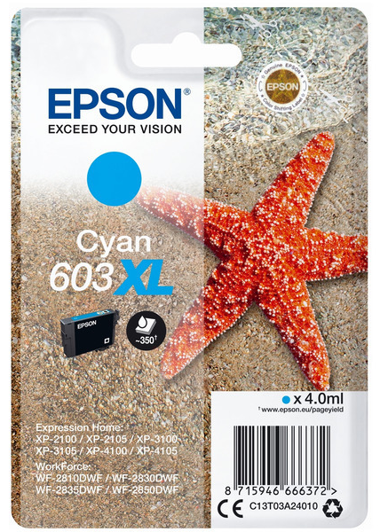 Original Epson 603XL | C13T03A24010 Tinte Cyan XL