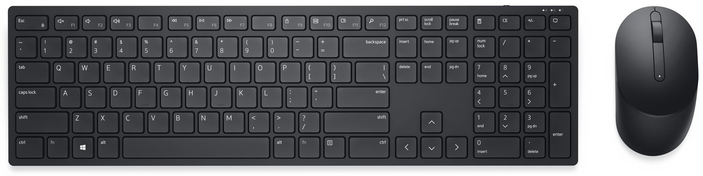 Dell KM5221W Tastatur-Maus-Set | Funk (2,4 GHz) | QWERTZ (DE) | mit Ziffernblock | 2× AAA-Batterie | Schwarz