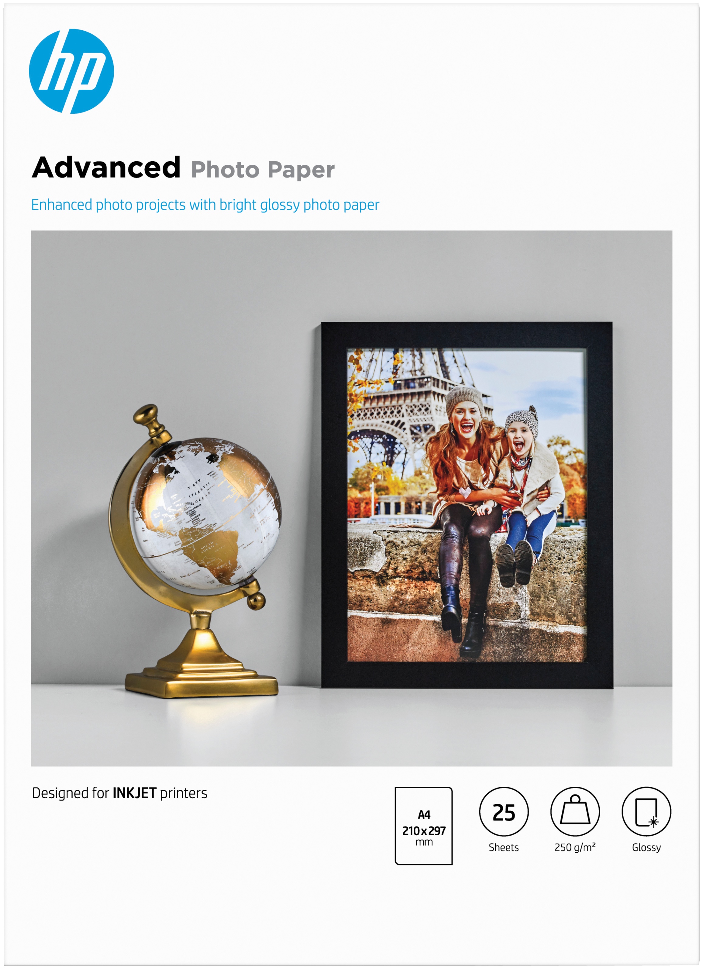 HP Fotopapier Q5456A Glänzend | A4 | 250 g/m² | 25 Blatt