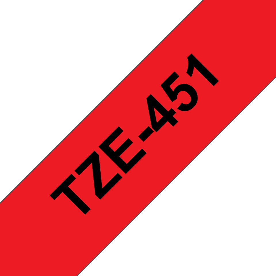 Brother Schriftband TZe-451 | 24 mm | Schwarz auf Rot | 8 m