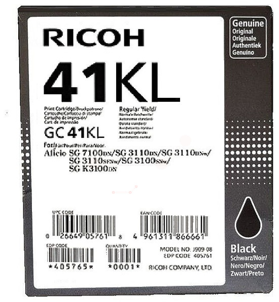Original Ricoh GC41KL | 405765 Tinte Schwarz