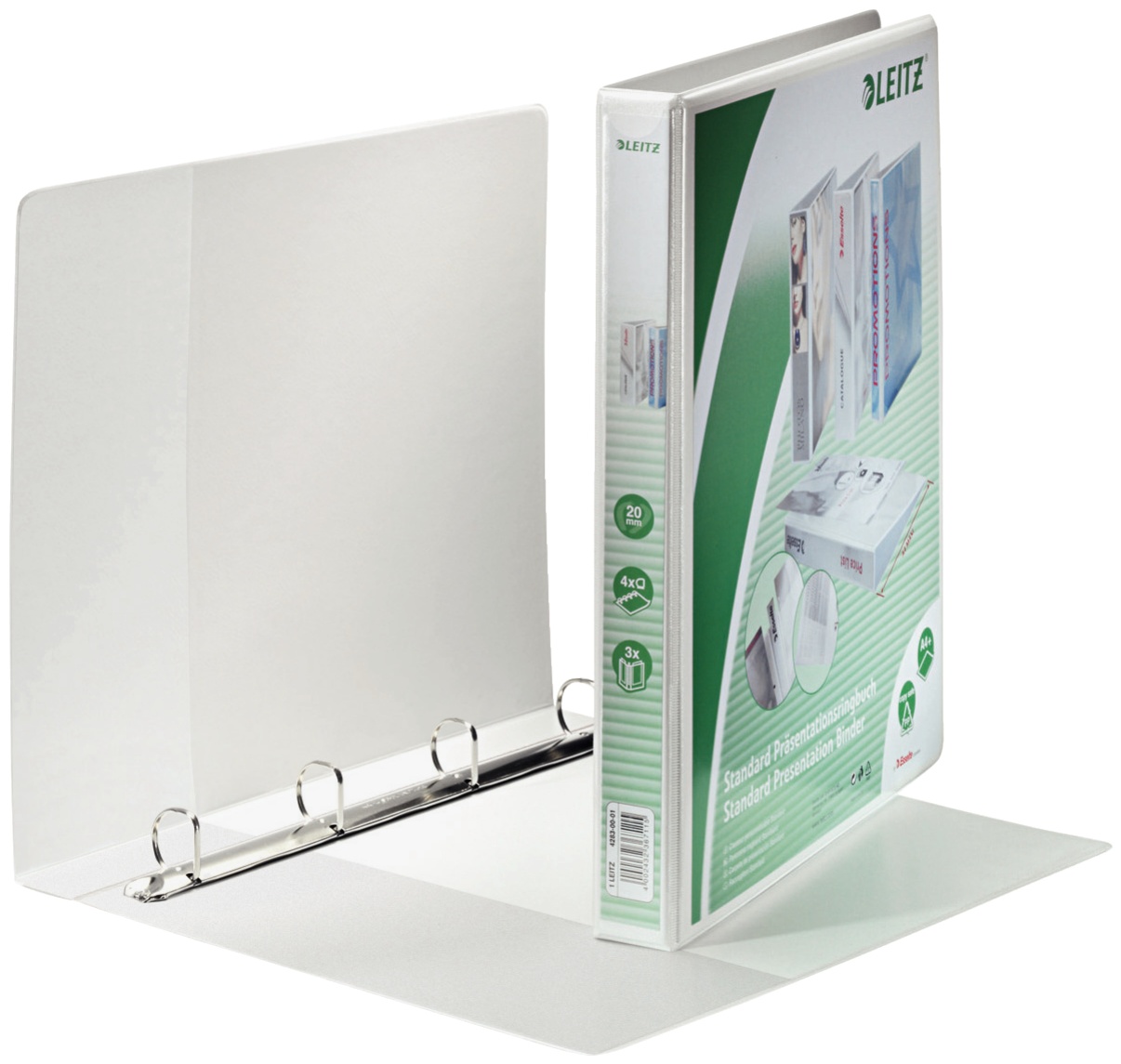 Leitz Präsentationsringbuch | DIN A4 | 4 Ringe | 3,7 cm | Weiß | 6er-Pack