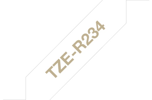 Brother Schriftband TZe-R234 | 12 mm | Gold auf Weiß | 4 m