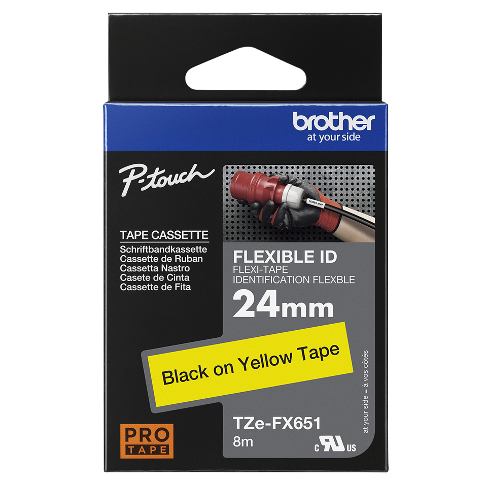 Brother Schriftband TZe-FX651 | 24 mm | Schwarz auf Gelb | 8 m