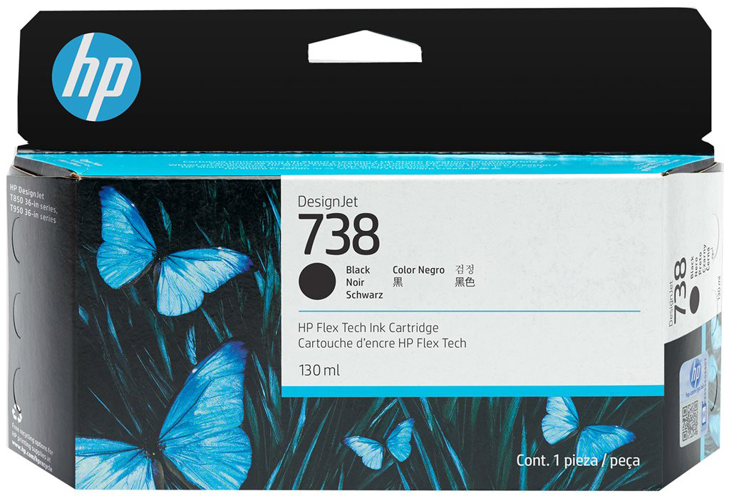 Original HP 738 | 498N4A Tinte Schwarz