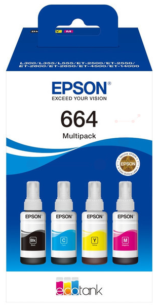 EPSON T6646  schwarz, cyan, magenta, gelb Tintenflaschen, 4er-Set