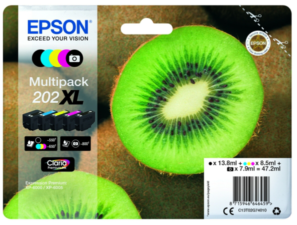 Original Epson 202XL | C13T02G74010 Tinte Spar Set | 5 Farben XL