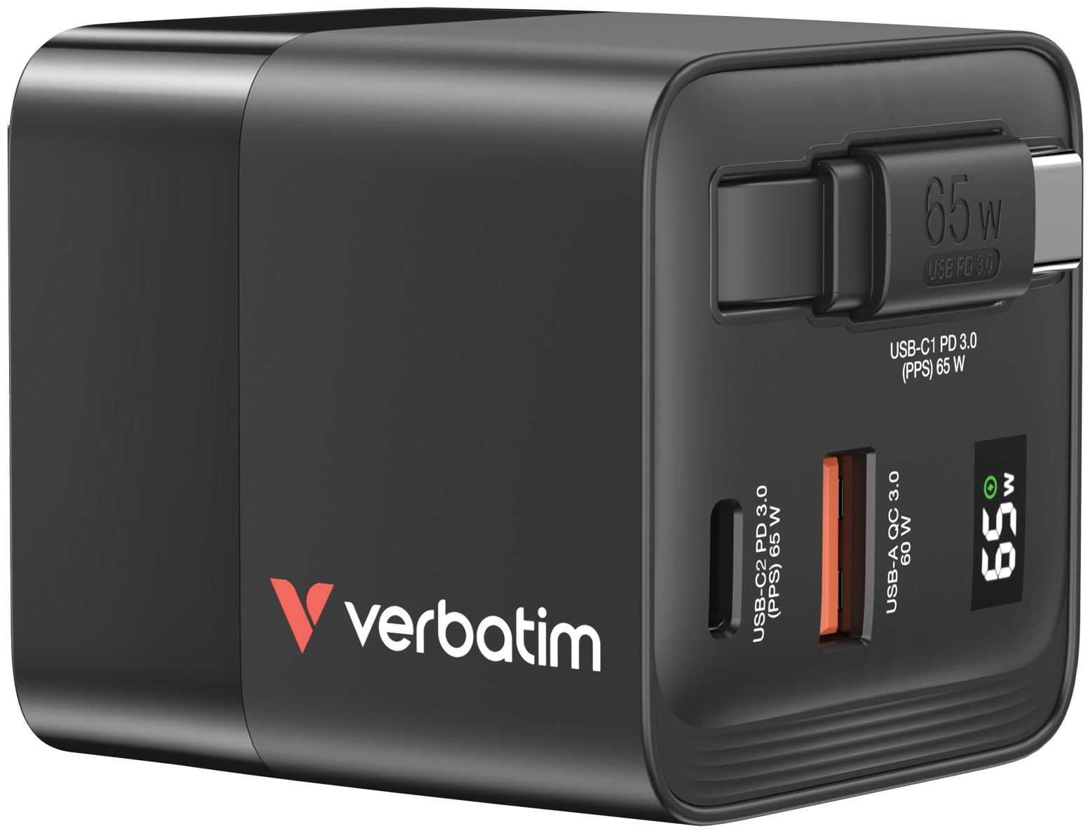 Verbatim Ladeadapter 32217 GaN USB-C + USB-A 65 W