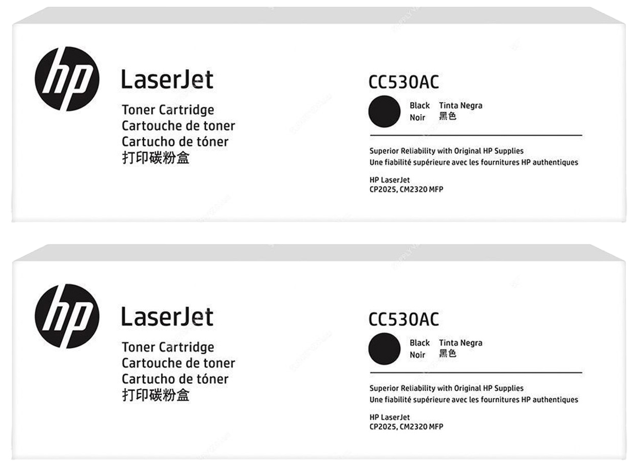Original HP CC530AD | CC530AC | 304A Toner Schwarz | 2 Stück