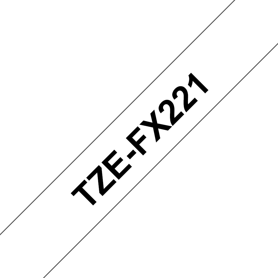 Brother Schriftband TZe-FX221 | 9 mm | Schwarz auf Weiß | 8 m