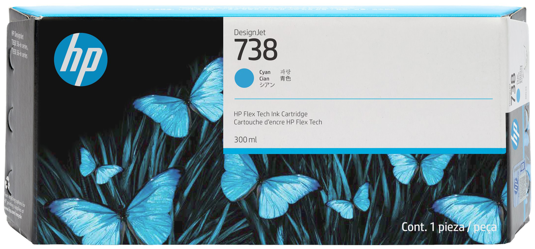 Original HP 738 | 676M6A Tinte Cyan XL