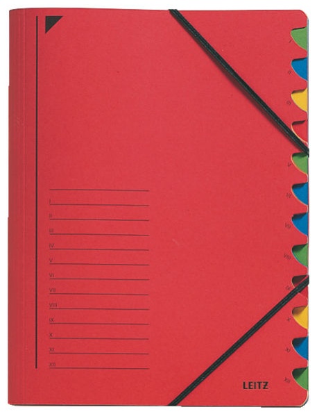 Leitz Ordnungsmappe 3912 | DIN A4 | 12 Fächer | Rot | Karton