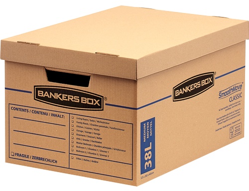 Bankers Box Umzugskarton SmoothMove | 47 x 33,5 x 27 cm | Natürlich/Natur | 10er-Pack