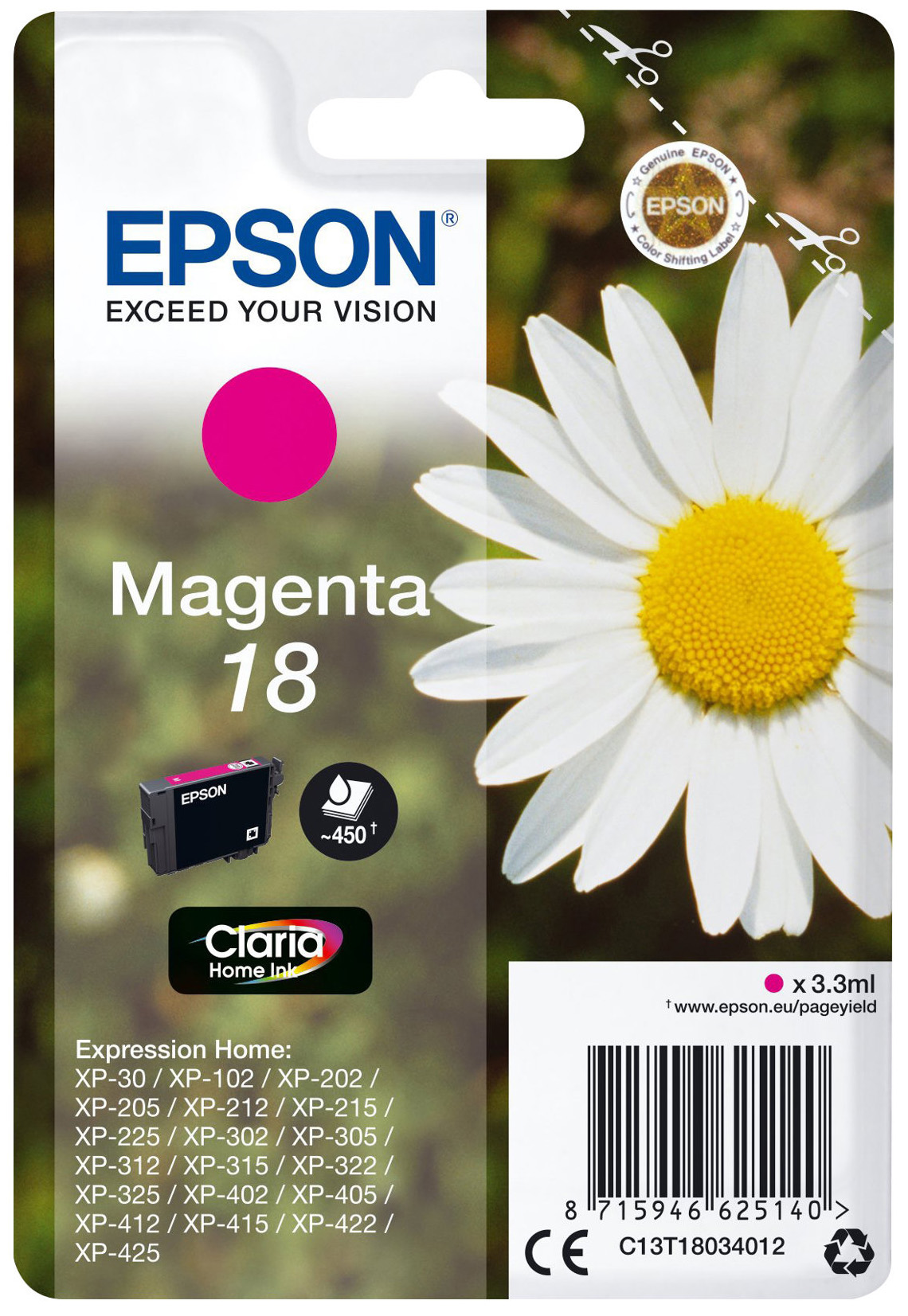 Original Epson 18 | C13T18034012 | C13T18034022 Tinte Magenta