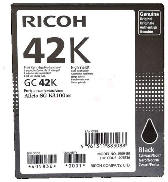Original Ricoh 405836 / GC42K Tinte Schwarz