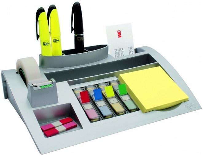 Post-it® Schreibtischorganizer Schreibtisch-Organizer C50 | 25,6 x 16,8 x 6,8 cm | Silber