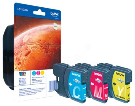 Original Brother LC1100HYRBWBPDR Tinte C/M/Y Spar Set XL