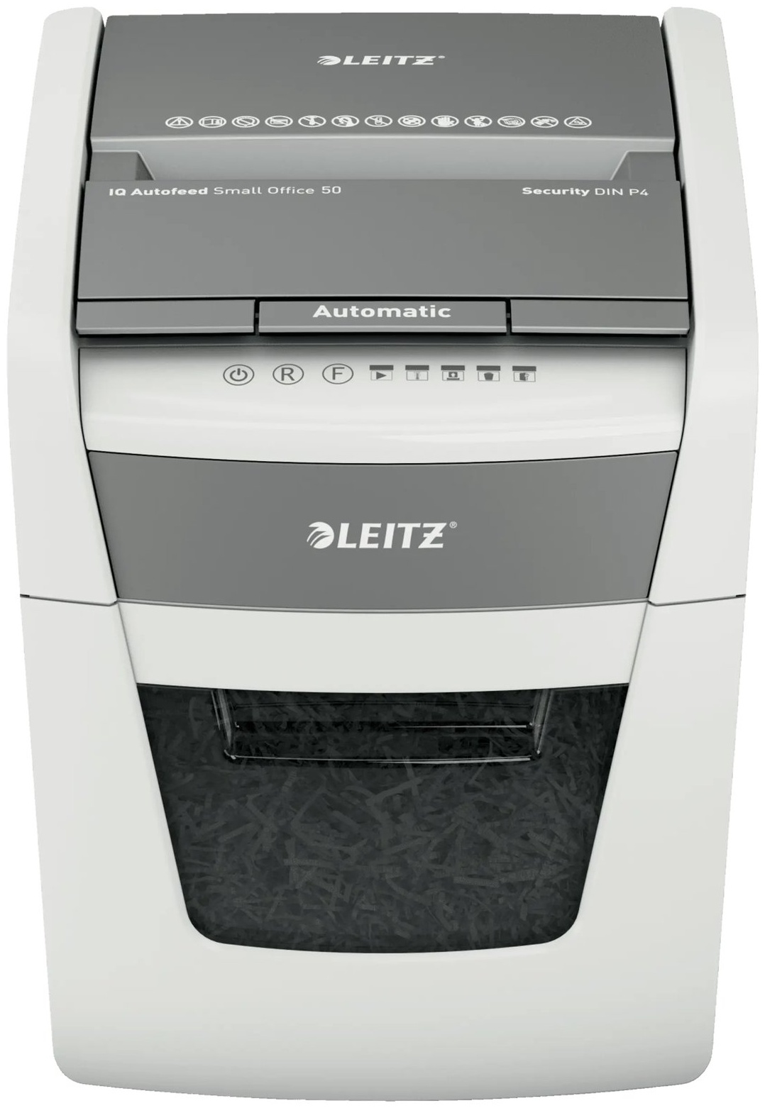 Leitz IQ Autofeed Small Office 50 Aktenvernichter | P-4 Partikelschnitt | 50 Blatt Autofeed | 20 l | Weiß