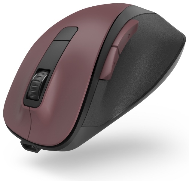 Hama MW-500 Recharge Ergonomische Maus | Funk (2,4 GHz) | Akku | 6 Tasten | 1600 dpi | Rechtshänder | Bordeaux