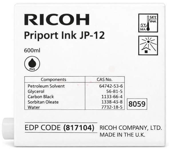 Original Ricoh JP 12 | 817104 Tinte Schwarz