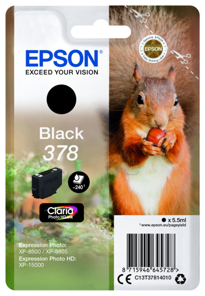 Original Epson 378 | C13T37814010 Tinte Schwarz