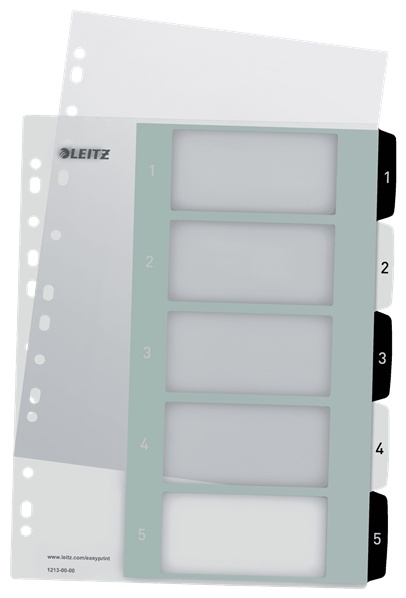 Leitz Register WOW | DIN A4 | 1-5 · 5-teilig | Schwarz, Weiß