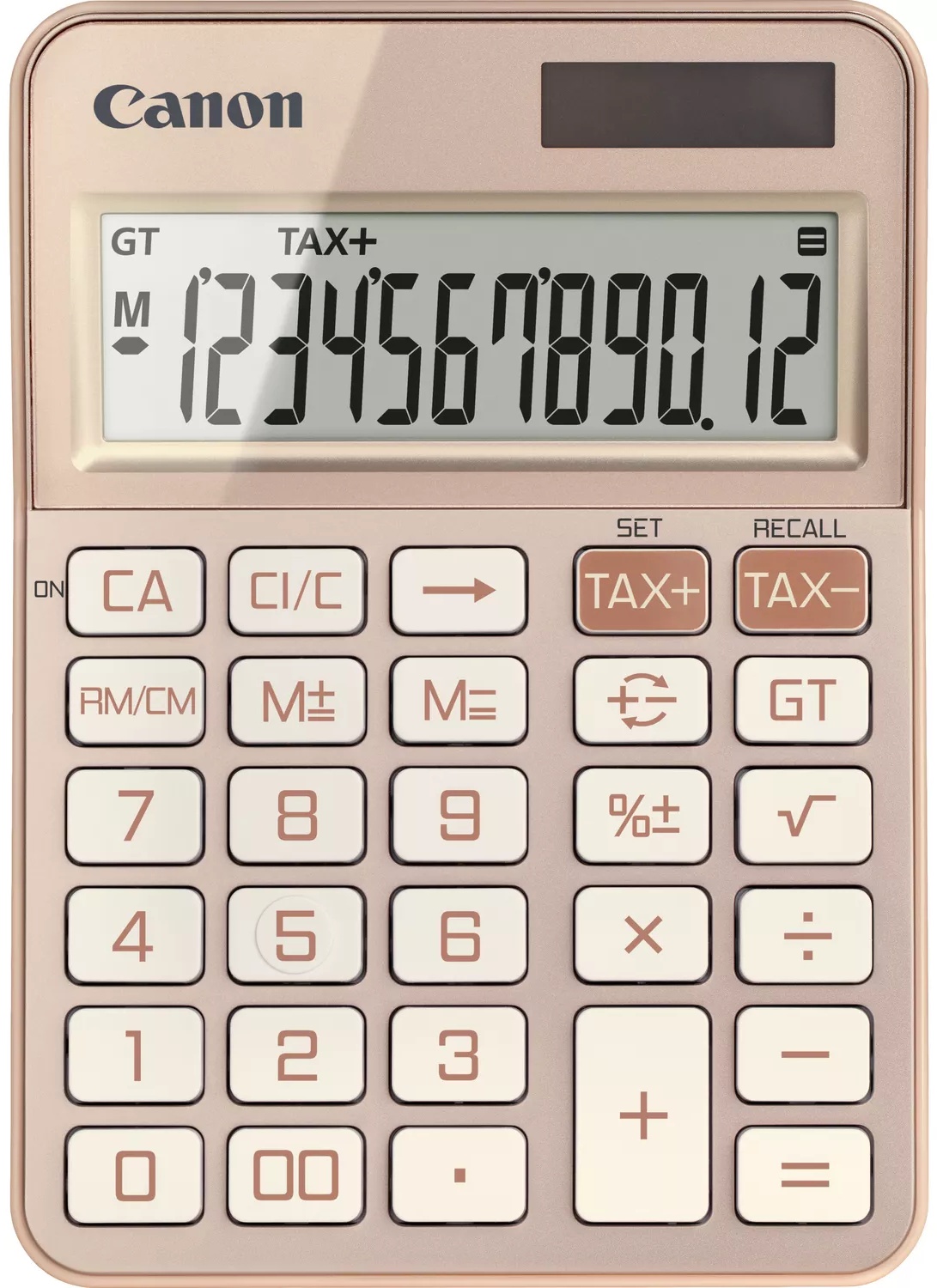Canon KS-125KB-RG rosegold Tischrechner | 12 Stellen | Solar + Batterie | Steuerberechnung | Roségold