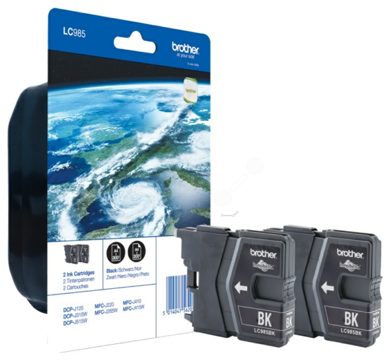 Original Brother LC985BKBP2DR Tinte Schwarz Doppelpack