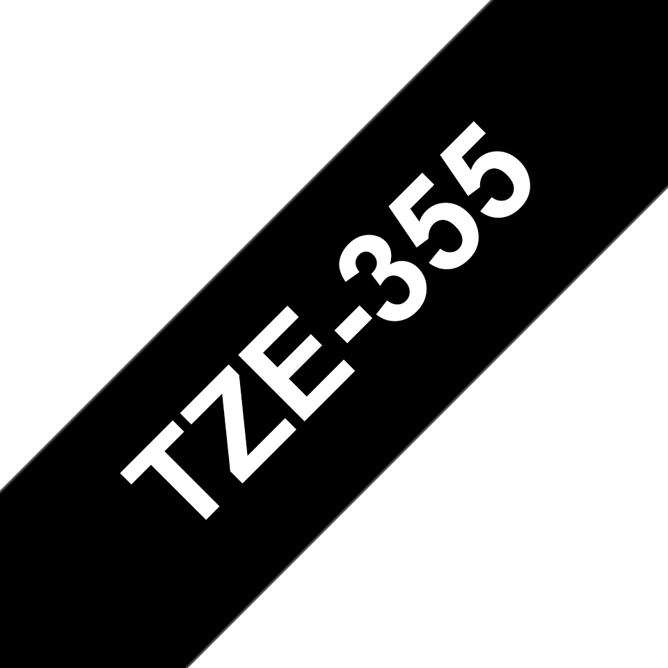 Brother Schriftband TZe-355 | 24 mm | Weiß auf Schwarz | 8 m