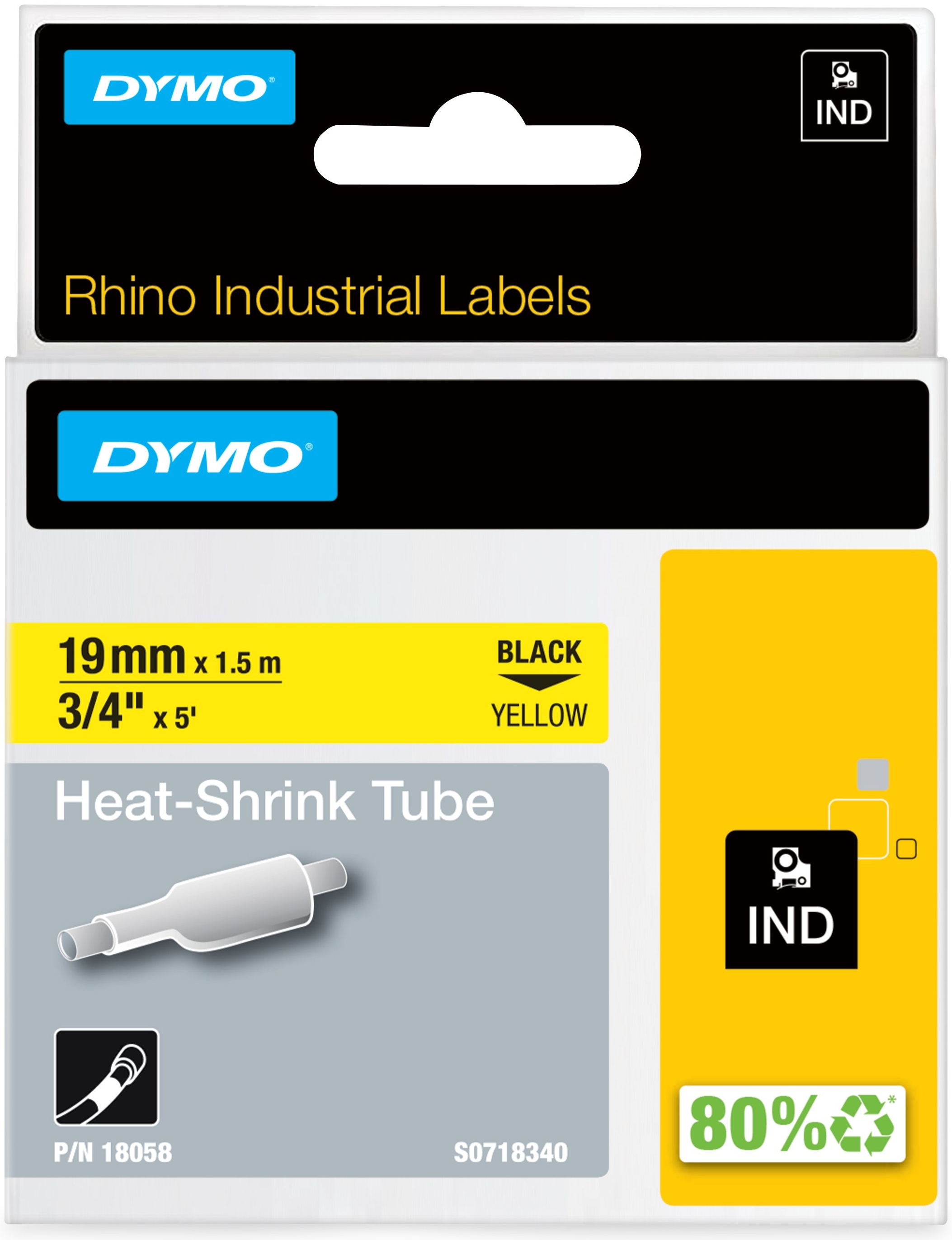Dymo Schrumpfschlauch RHINO 18058 | 19 mm | Schwarz auf Gold | 1.5 m