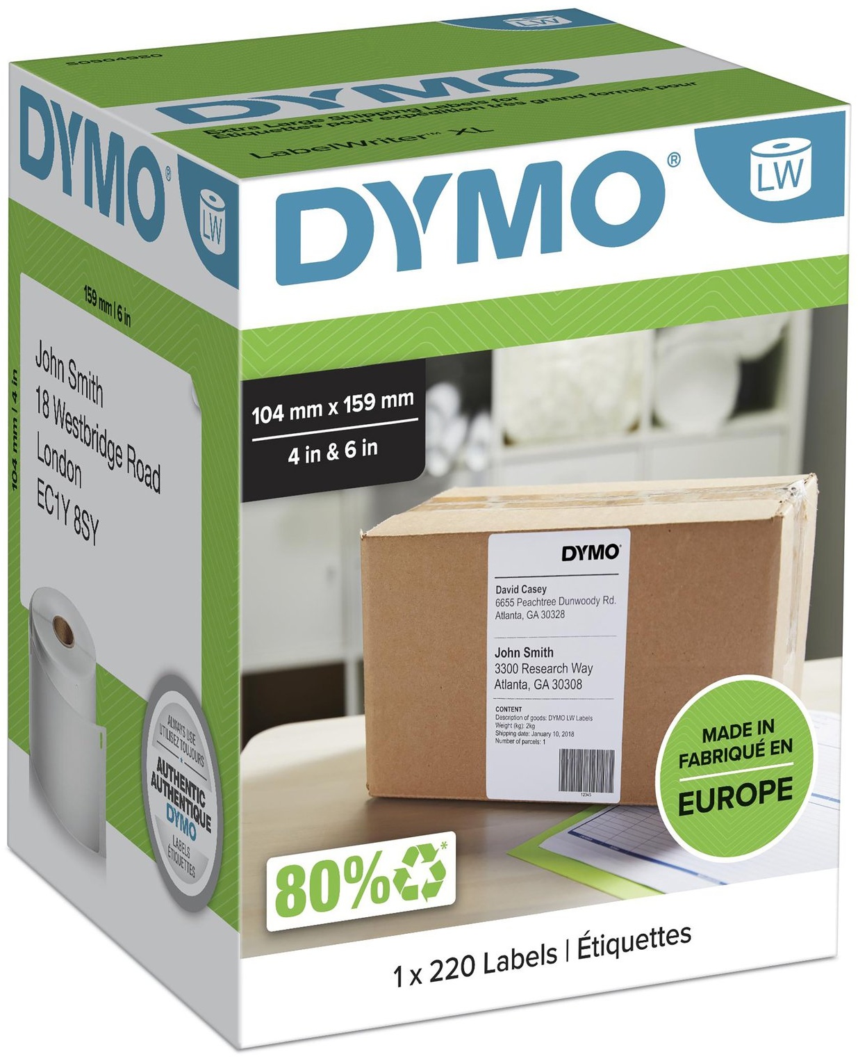 Dymo Etikettenrolle S0904980 | 104x159 mm | Weiß