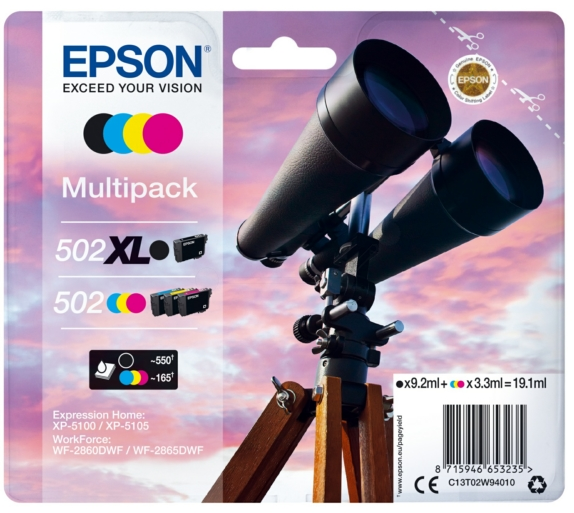 Original Epson 502XL |  502 | C13T02W94010 Tintenpatrone BK/C/M/Y