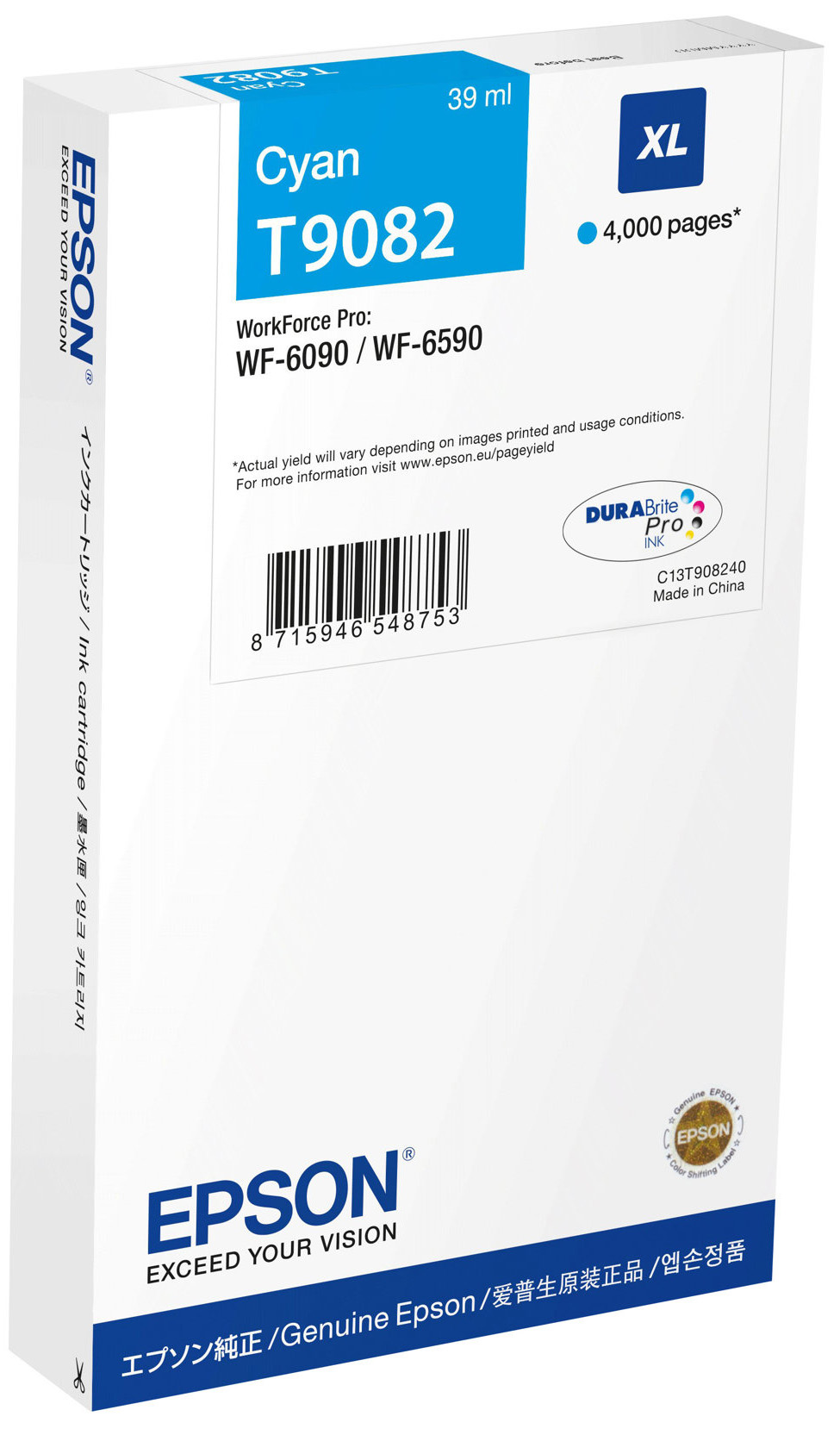 Original Epson T9082 | C13T908240 | C13T90824N Tinte Cyan