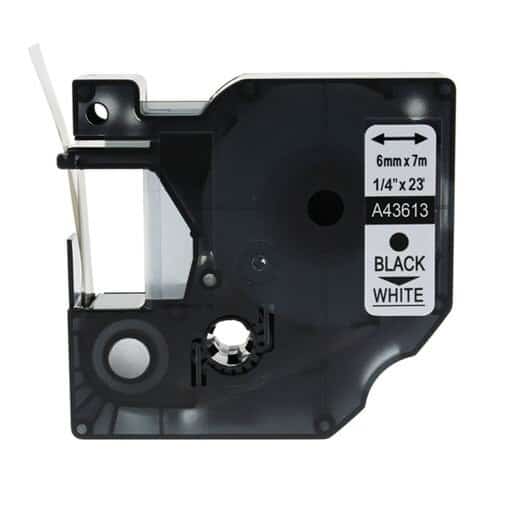 Tonoo® Schriftband ersetzt DYMO 43613 | Schwarz auf Weiss | 6mm x 7m