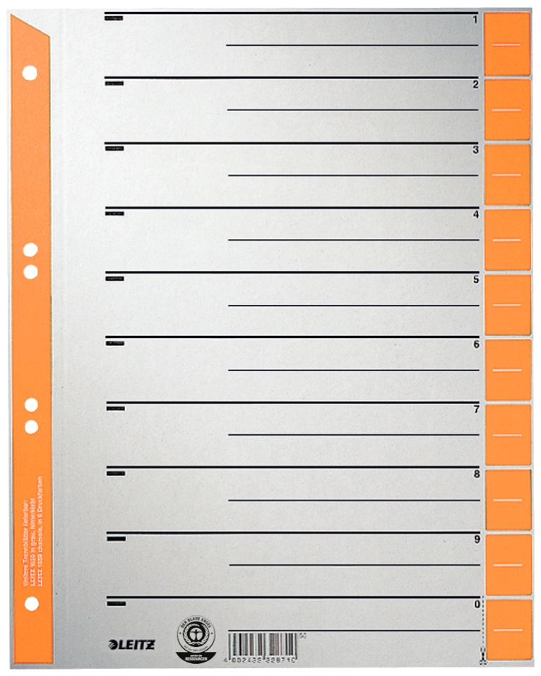 Leitz Trennblätter 1652 | DIN A4 | 1-0 | Orange | 100er-Pack