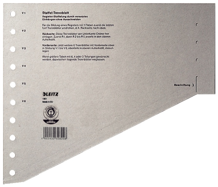 Leitz Trennblätter 1651 | DIN A4 | blanko | Grau | 100er-Pack