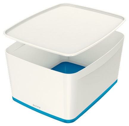 Leitz Aufbewahrungsbox MyBox | 18 l | 38,5 x 31,8 x 19,8 cm | Perlweiß/Blau