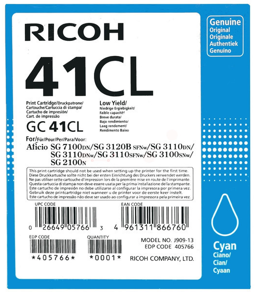 Original Ricoh GC41CL | 405766 Tinte Cyan