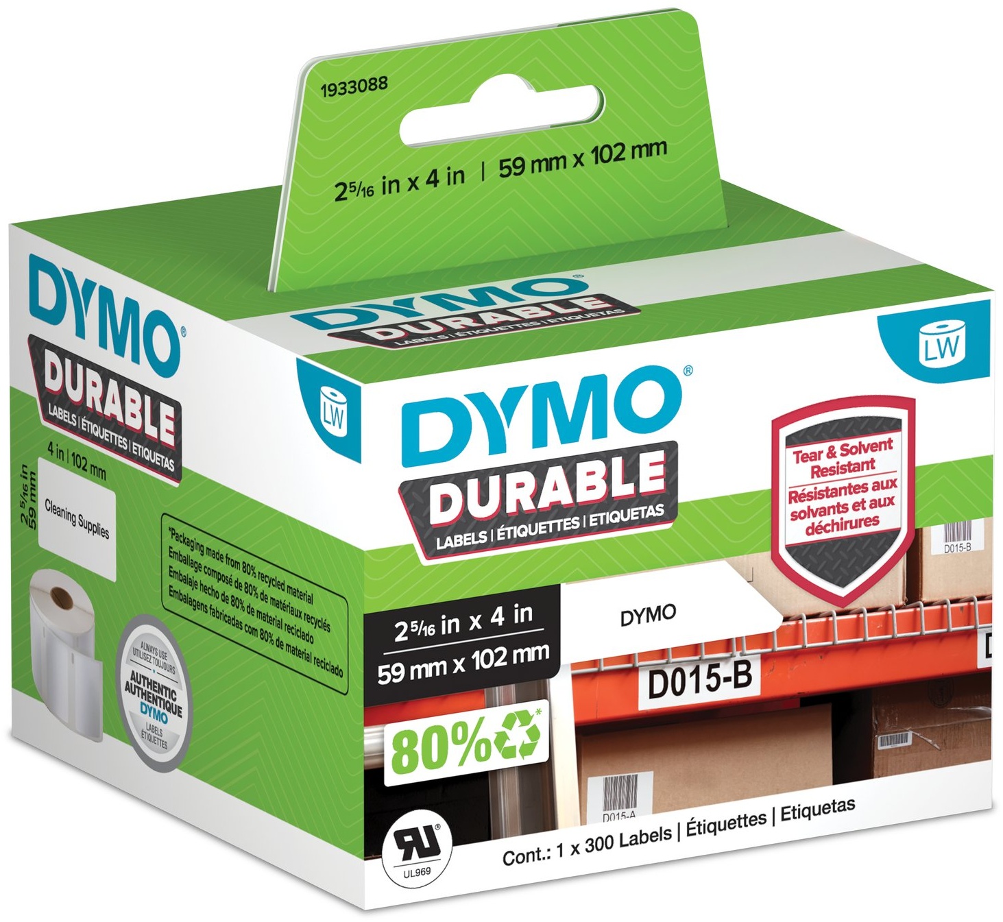 Dymo Etikettenrolle 1933088 | 59x102 mm | Weiß