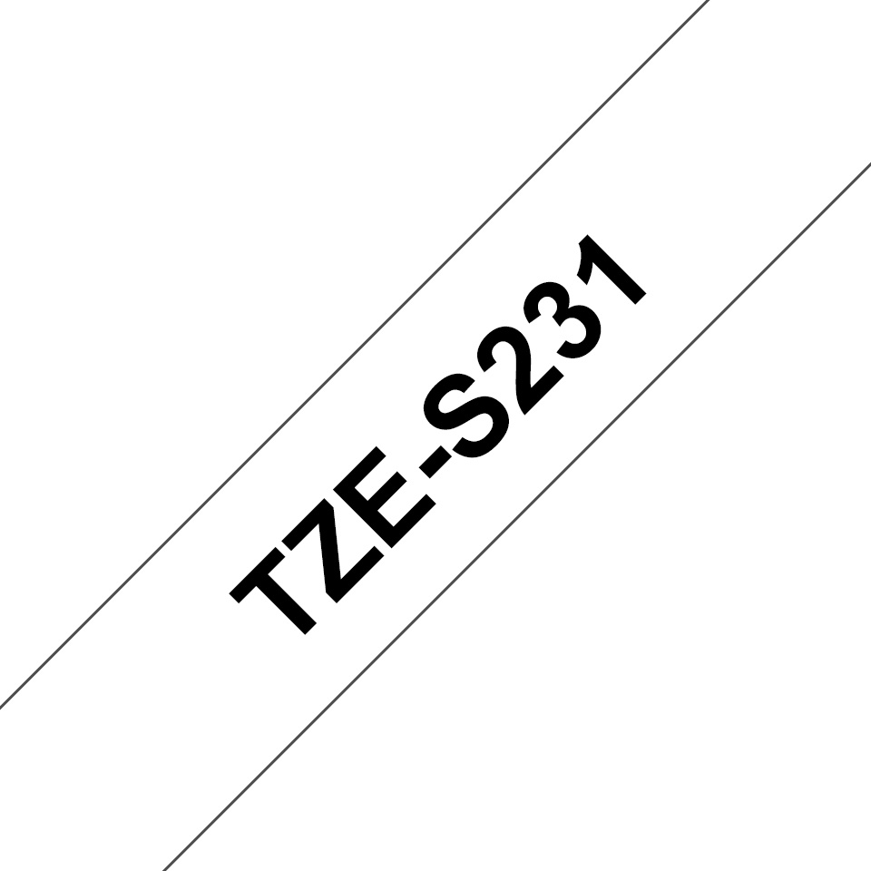 Brother Schriftband TZe-S231 | 12 mm | Schwarz auf Weiß | 8 m