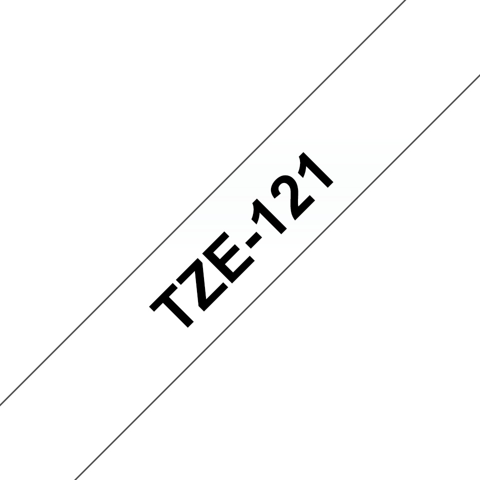 Brother Schriftband TZe-121 | 9 mm | Schwarz auf Transparent | 8 m